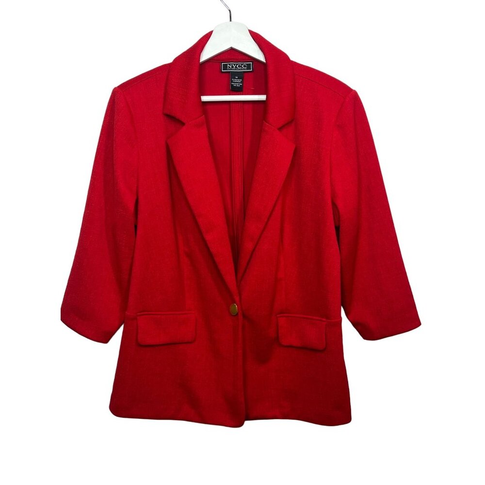 NYCC Jacket Womens Blazer Plus Size 1X Suit Coat Work Red Holiday Fall Career